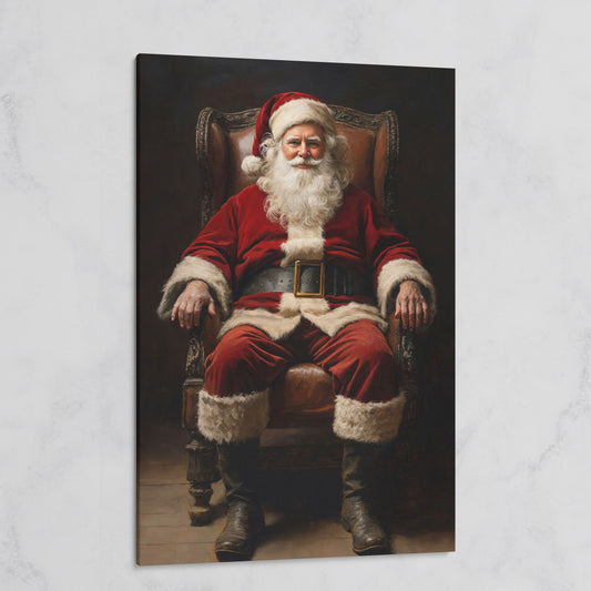 Santa in Armchair Canvas Print on gallery wrap