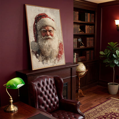 Father Frost Abstract Winter Canvas Print in antique gold floating frame