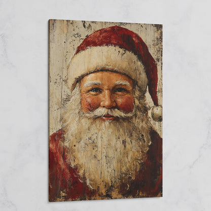 Smiling Santa Claus Canvas Print in Crimson and Cream on gallery wrap