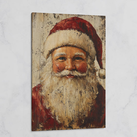 Smiling Santa Claus Canvas Print in Crimson and Cream on gallery wrap