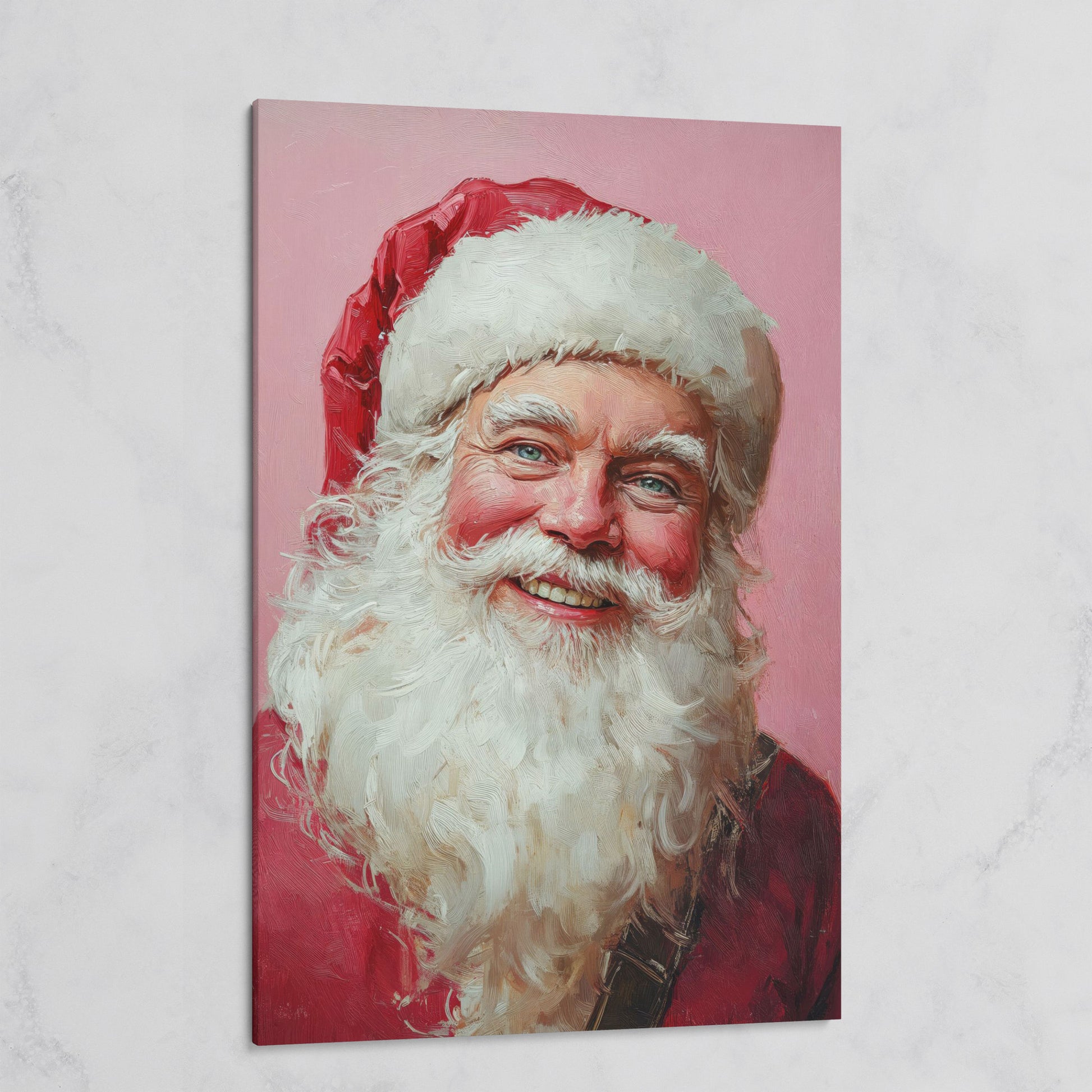 Santa Portrait Canvas in Rose Pink and Ivory on gallery wrap