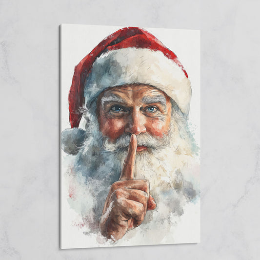 Santa's Shhh Gesture Canvas Print on gallery wrap