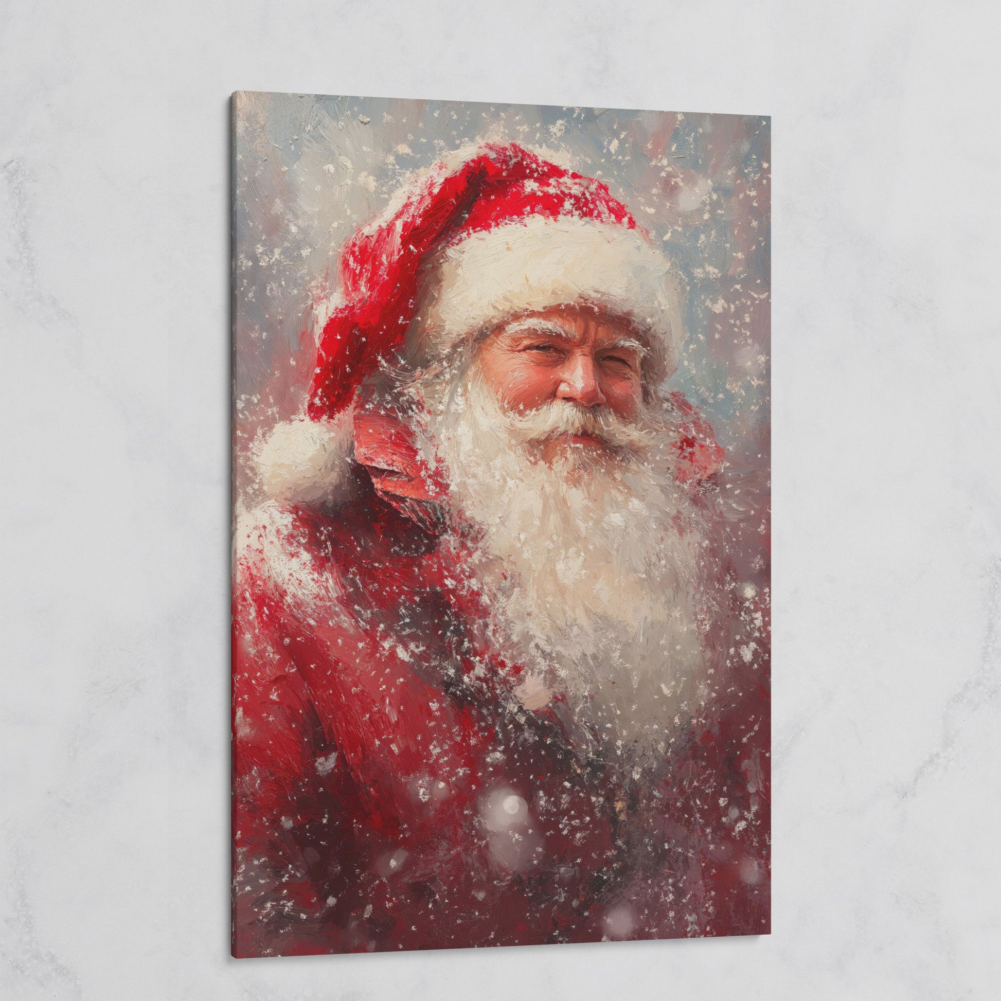 Classic Santa in Snowy Canvas Print on gallery wrap