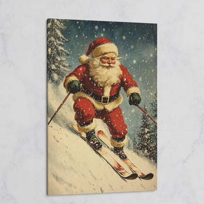 Santa on Skis Canvas Print on gallery wrap