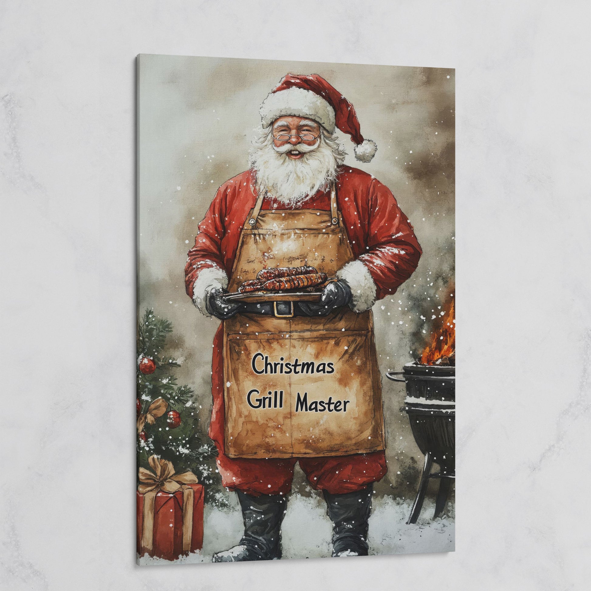 Santa Grill Master Canvas Print on gallery wrap