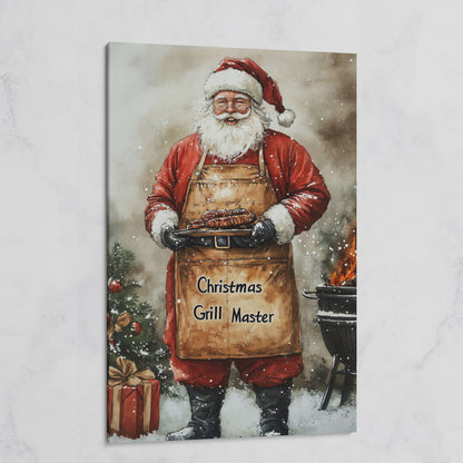 Santa Grill Master Canvas Print on gallery wrap