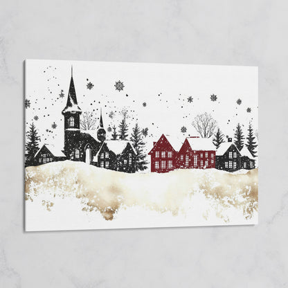 Abstract Winter Houses Canvas Print on gallery wrap