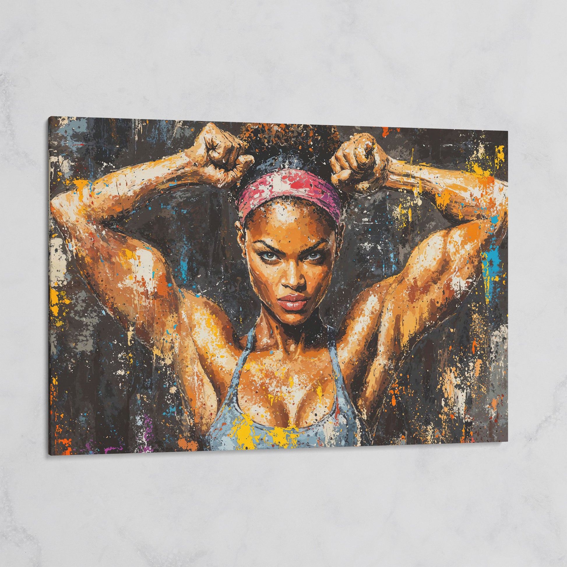 Black Girl Strength Canvas Print - Motivational Fitness Art on gallery wrap