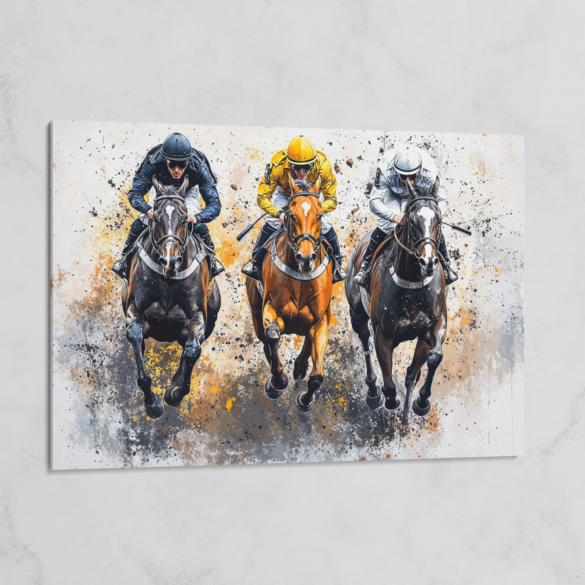 Horse Racing Canvas. Modern Equestrian Wall Art on gallery wrap
