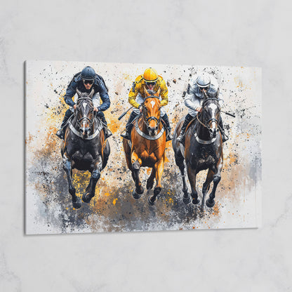 Horse Racing Canvas. Modern Equestrian Wall Art on gallery wrap