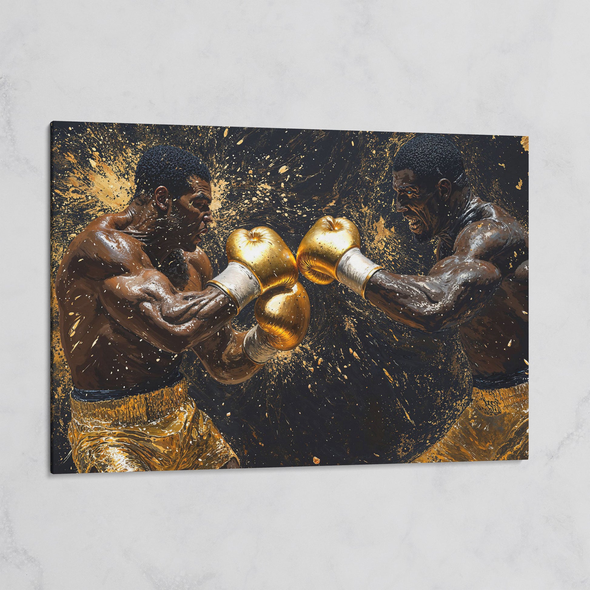 Boxing Legends Gold and Black Canvas Art on gallery wrap