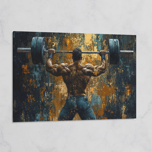 Weightlifter with Barbell Canvas Print on gallery wrap