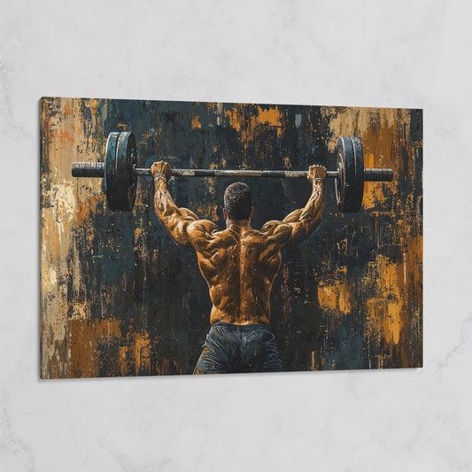 Strongman with Barbell Canvas Print on gallery wrap
