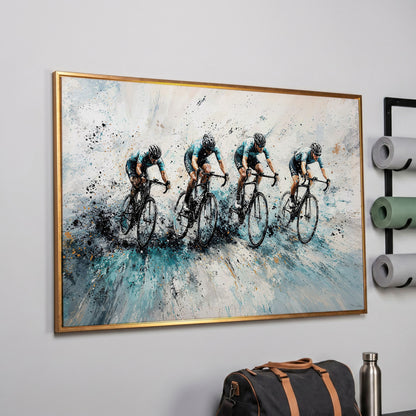 Cycling Team Abstract Canvas in rose gold floating frame