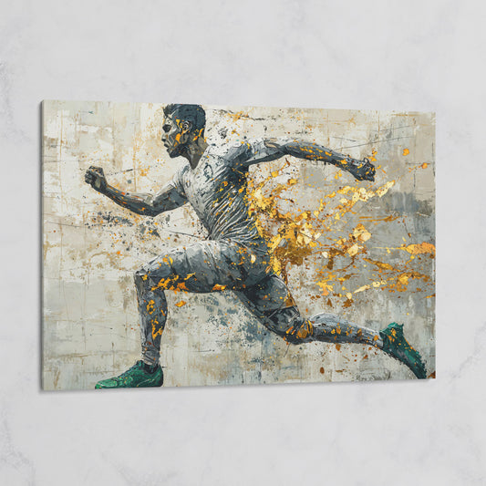 Abstract Runner Canvas Print with Gold Accents on gallery wrap