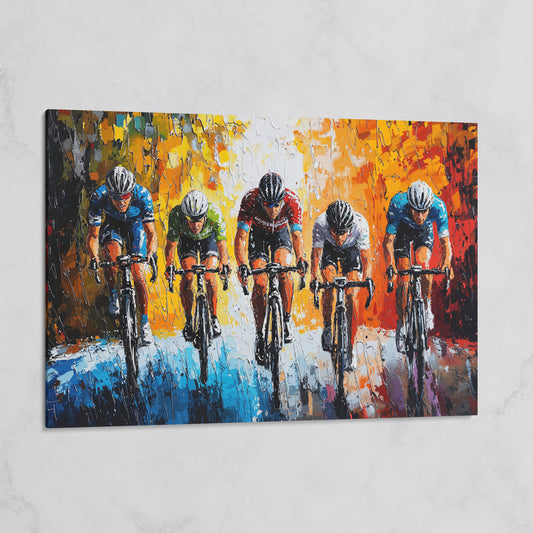 Dynamic Cycling Racing Scene Canvas Print on gallery wrap