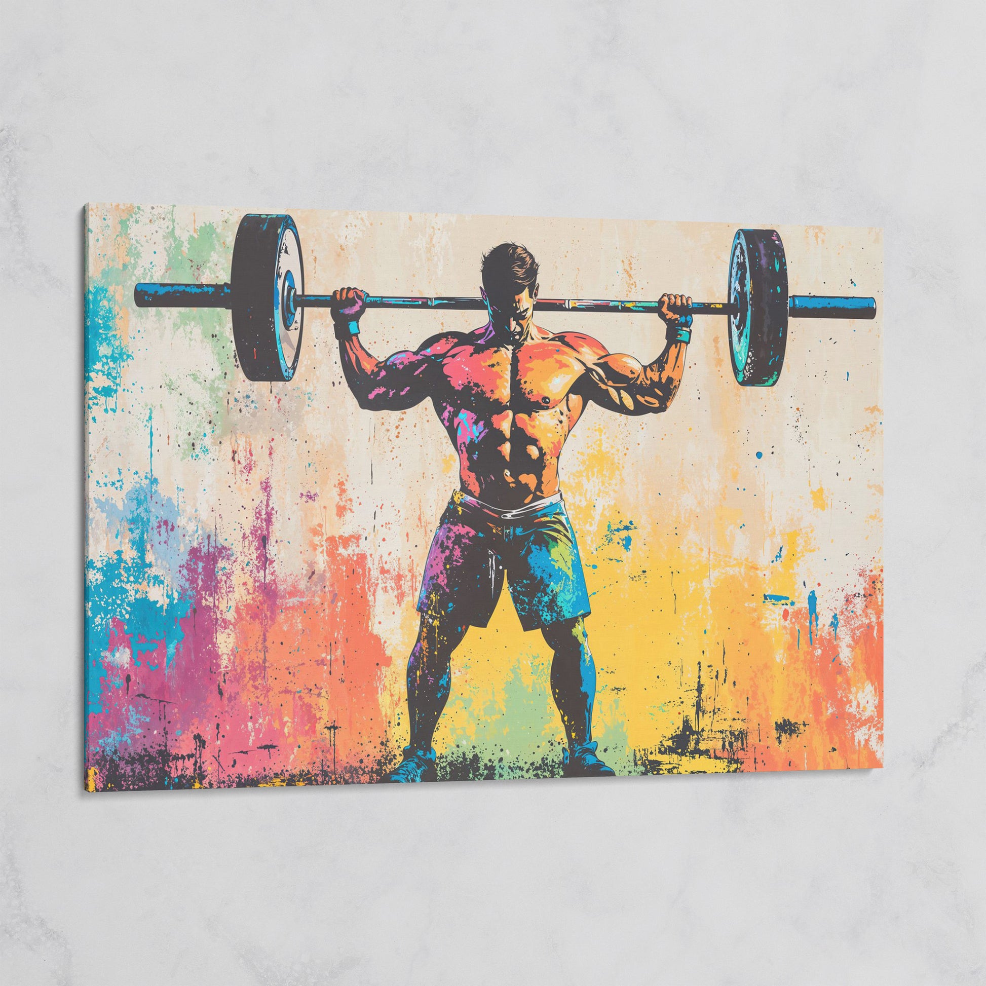 Rainbow Bodybuilder Canvas Print with Graffiti Energy on gallery wrap