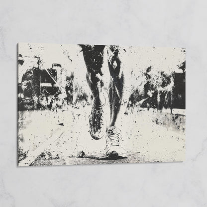 Black and White Runner Canvas. Abstract Athletic Motion on gallery wrap