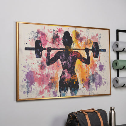 Female Silhouette Lifting Canvas Art in rose gold floating frame