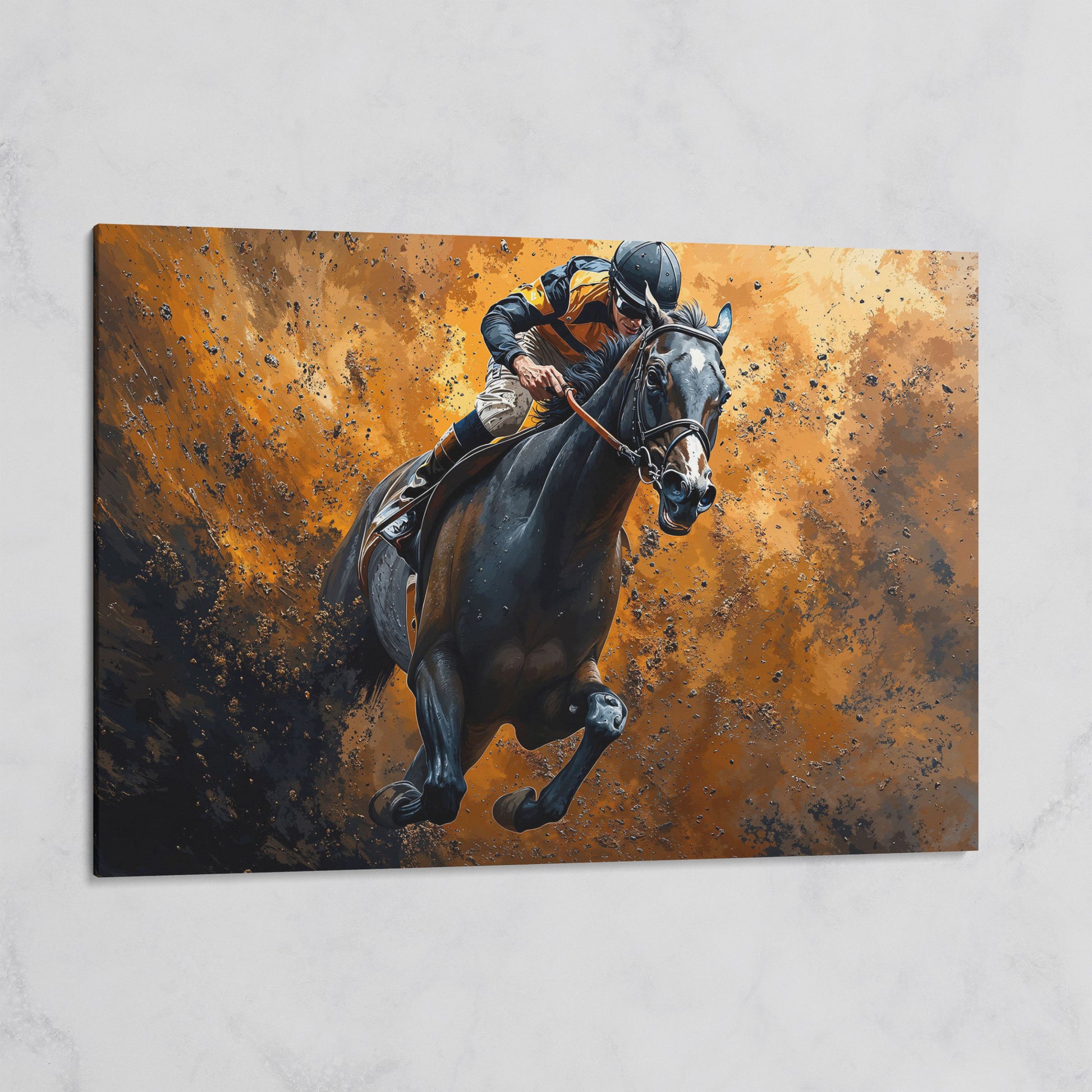 Dynamic Horse Racing Jockey Canvas Print on gallery wrap