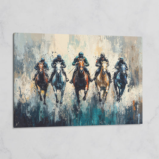 Modern Equestrian Jockeys Canvas Print on gallery wrap