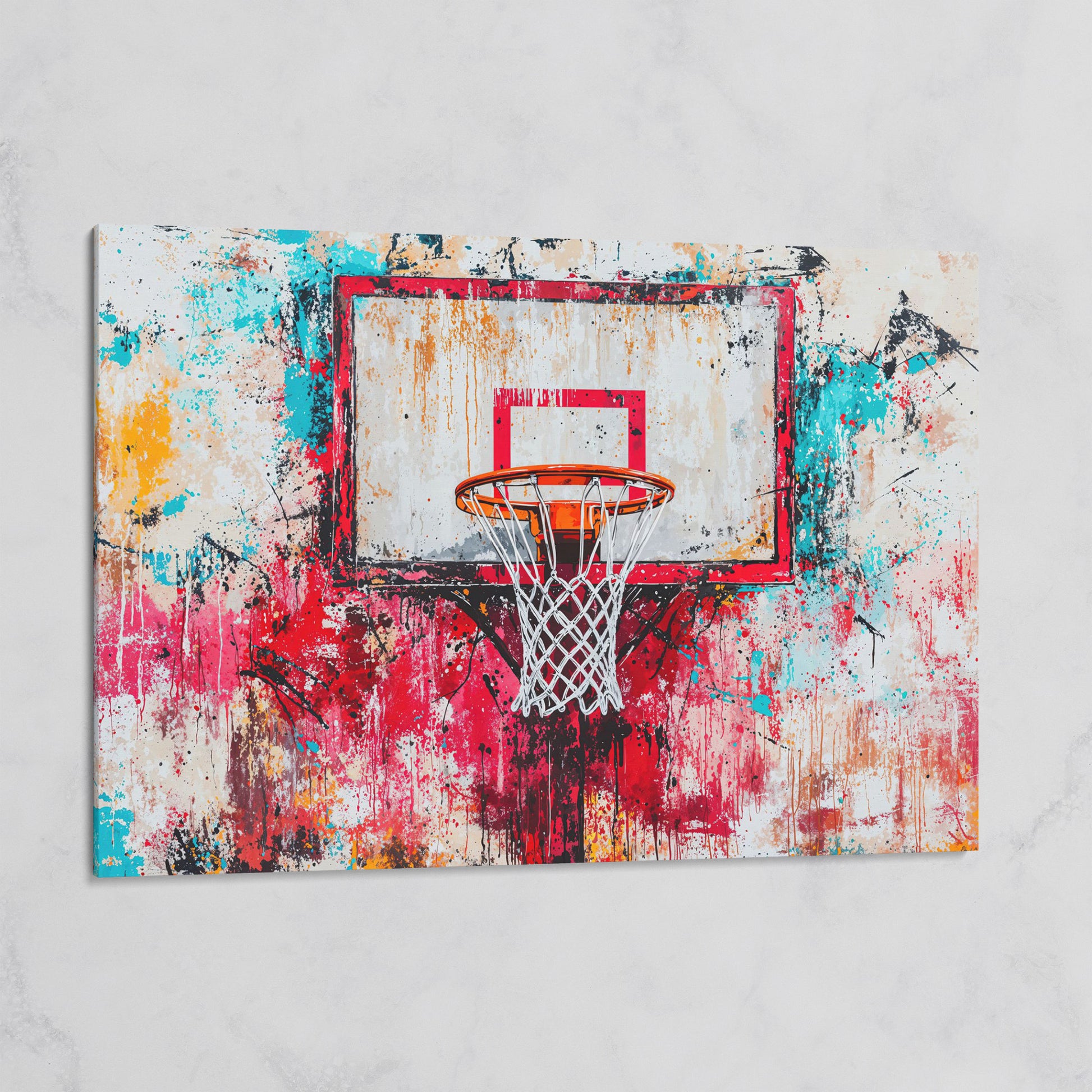 Colorful Basketball Hoop Canvas Print for Boy's Room on gallery wrap