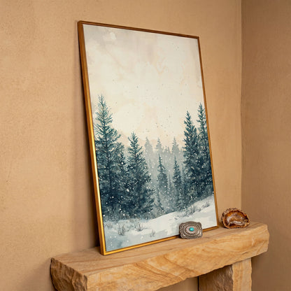 Winter Wonderland Canvas Print in antique gold floating frame