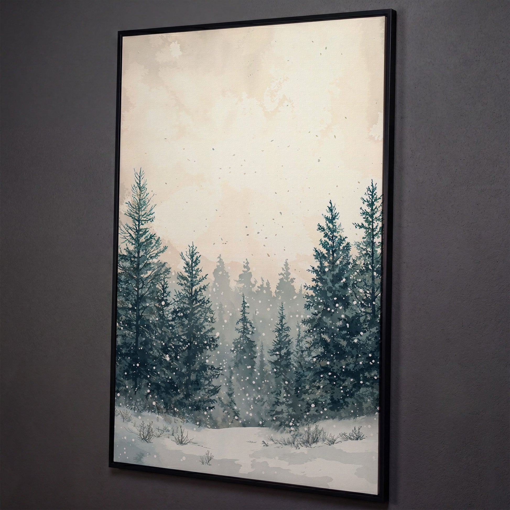 Winter Wonderland Canvas Print shown in black floating frame