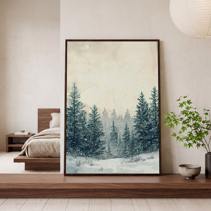 Winter Wonderland Canvas Print in dark walnut floating frame