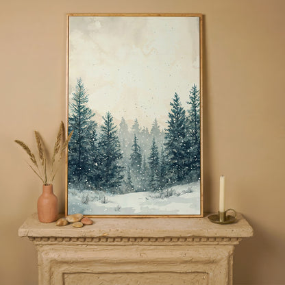 Winter Wonderland Canvas Print in white oak floating frame