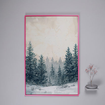 Winter Wonderland Canvas Print in pink floating frame