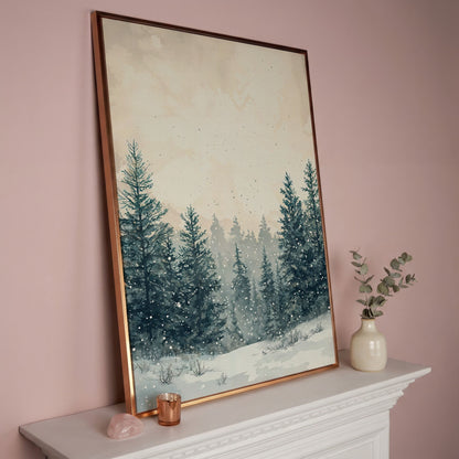 Winter Wonderland Canvas Print in rose gold floating frame