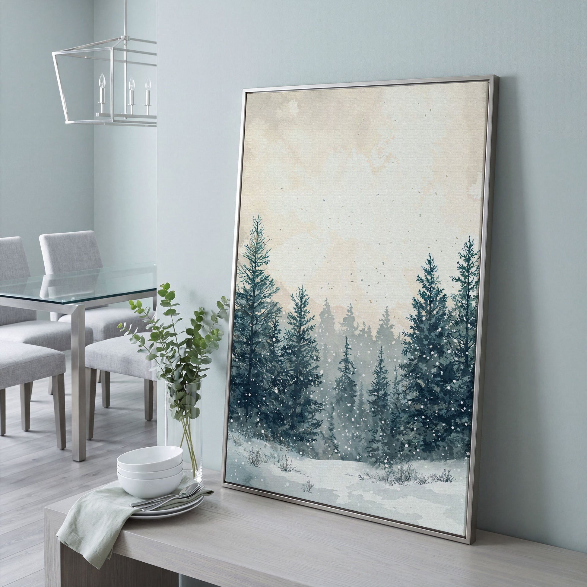 Winter Wonderland Canvas Print in silver floating frame