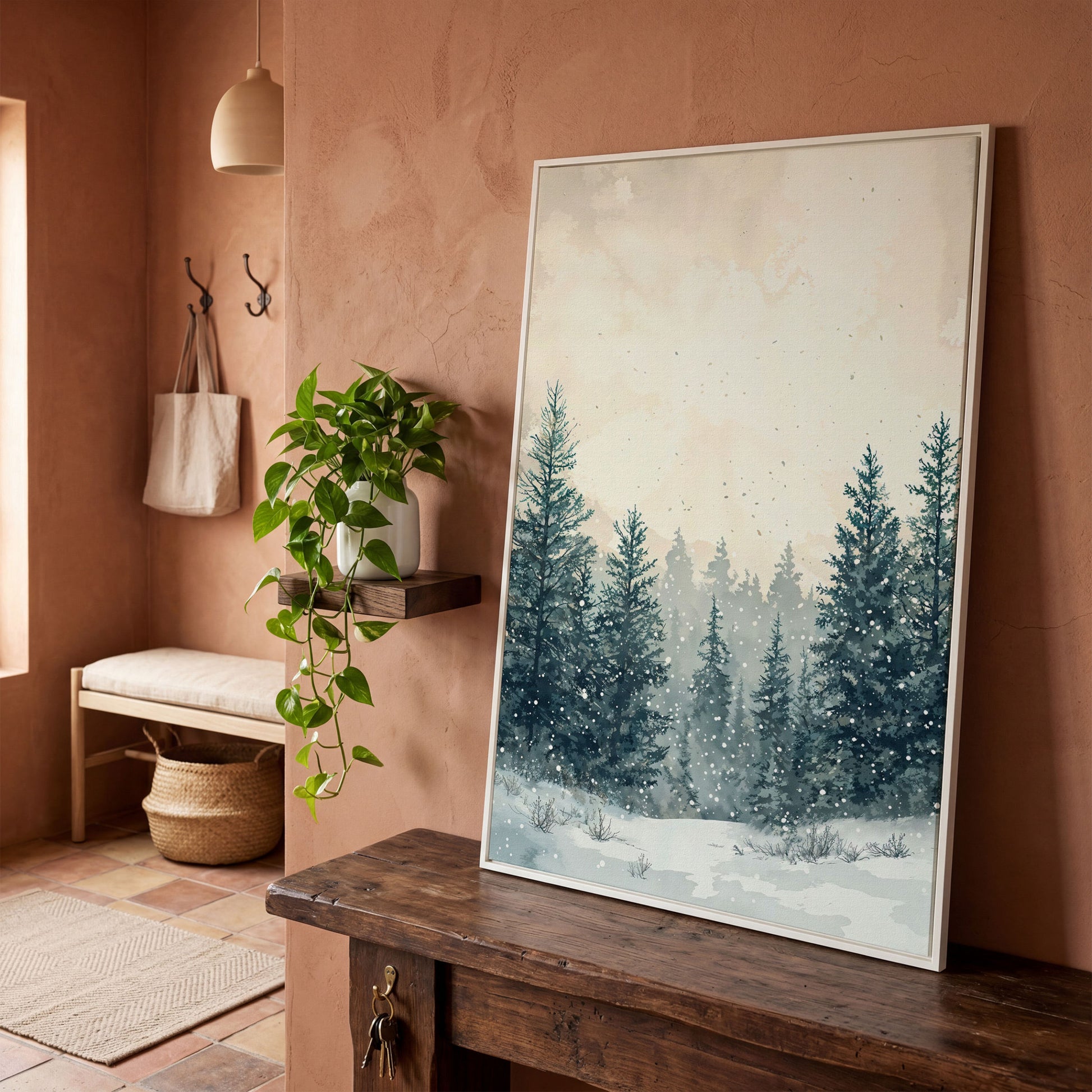 Winter Wonderland Canvas Print in white floating frame