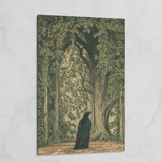 Gothic Raven in Enchanted Woods Canvas on gallery wrap