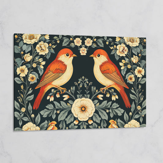 Vintage Birds and Roses Canvas Print on gallery wrap