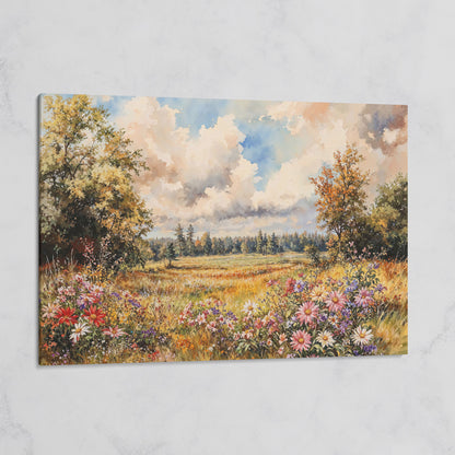 Colorful Summer Meadow Canvas Print on gallery wrap