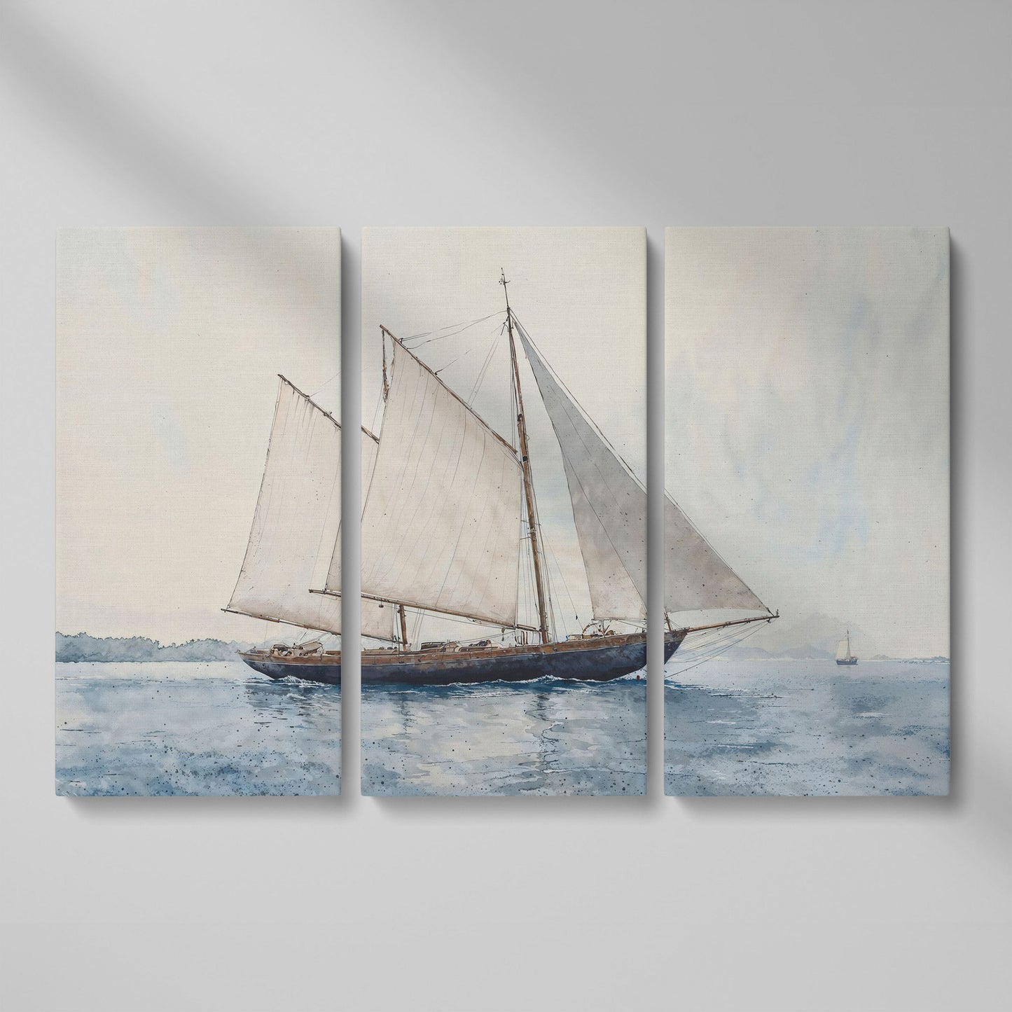 Sailing Ship at Sea Canvas Wall Art as 3-panel split version
