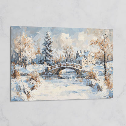 Winter Stone Bridge Canvas on gallery wrap