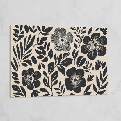Black and White Floral Canvas Art, Botanical Still Life Print on gallery wrap
