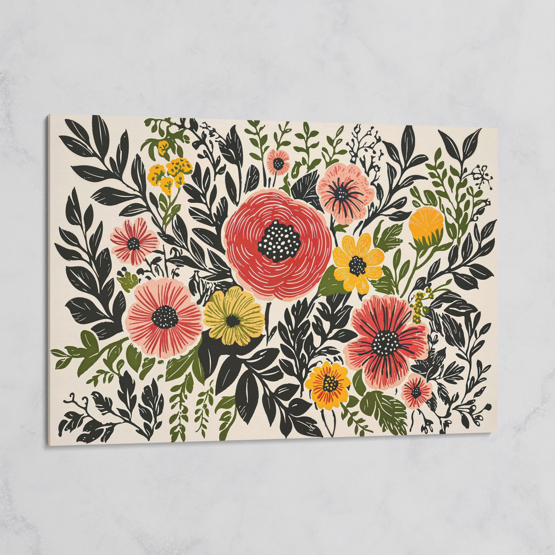 Extra-Large Abstract Floral Canvas for Spring Decor on gallery wrap