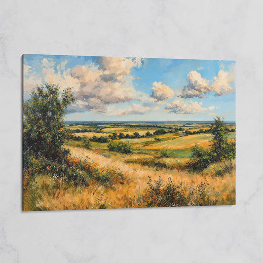 Rolling Hills and Wheat Field Canvas Print on gallery wrap
