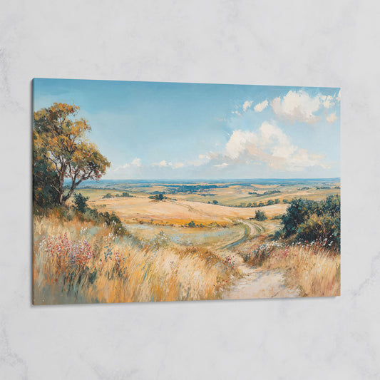 Blue Sky and Rolling Hills Summer Landscape Canvas on gallery wrap