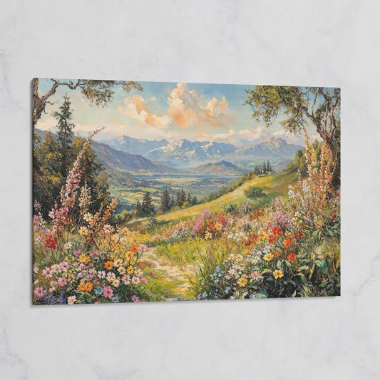 Serene Mountain Meadow Canvas on gallery wrap