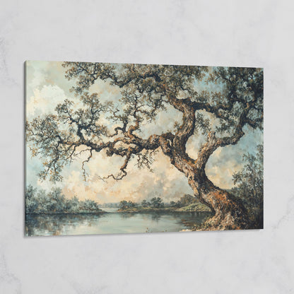 Peaceful Tree by the Lake Canvas Print on gallery wrap