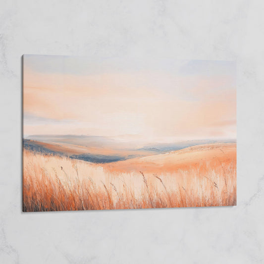 Wheat Field Landscape Canvas Print with Autumn Colors on gallery wrap