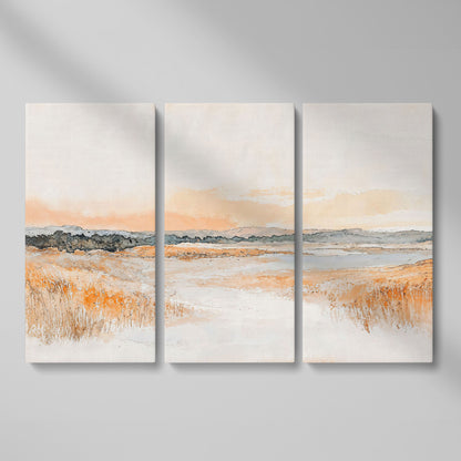Serene Abstract Landscape Canvas Print as 3-panel split version