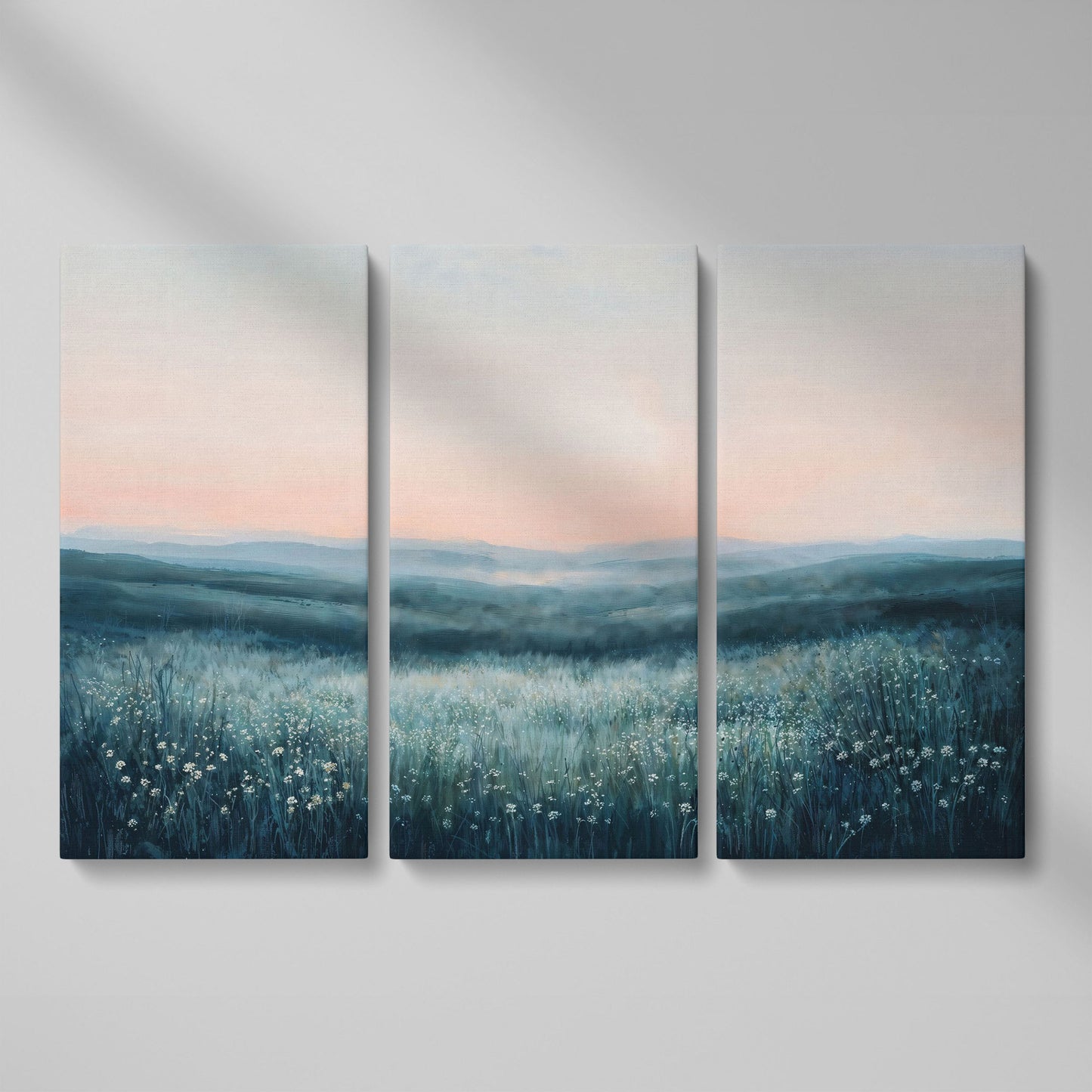 Panoramic Wildflower Meadow Canvas as 3-panel split version