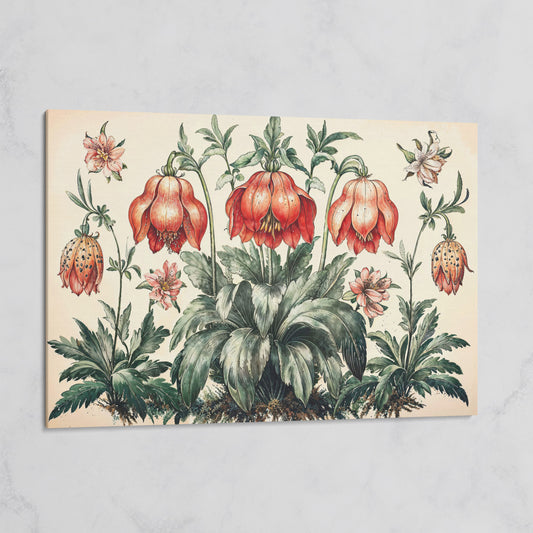 Vintage Botanical Wildflowers Canvas Art on gallery wrap
