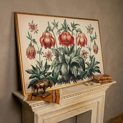 Vintage Botanical Wildflowers Canvas Art in rose gold floating frame
